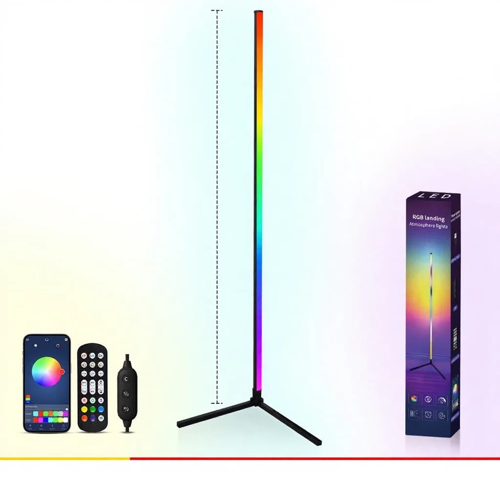 โคมไฟตั้งพื้น RGB ซิงค์เพลง ควบคุมผ่านรีโมทและแอป