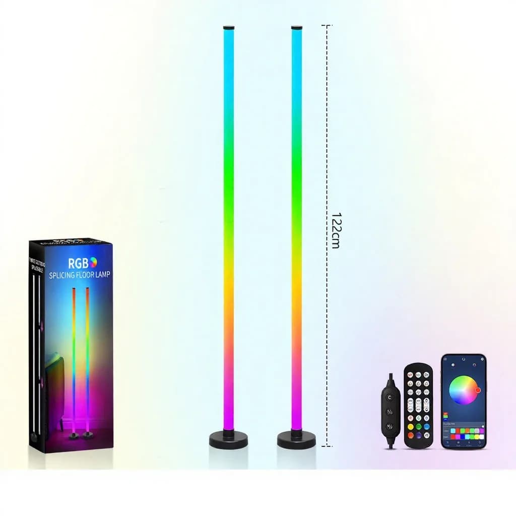 โคมไฟตั้งพื้น RGB ซิงค์เพลง แสงกระจาย 360° ควบคุมผ่านแอปสำหรับเกม
