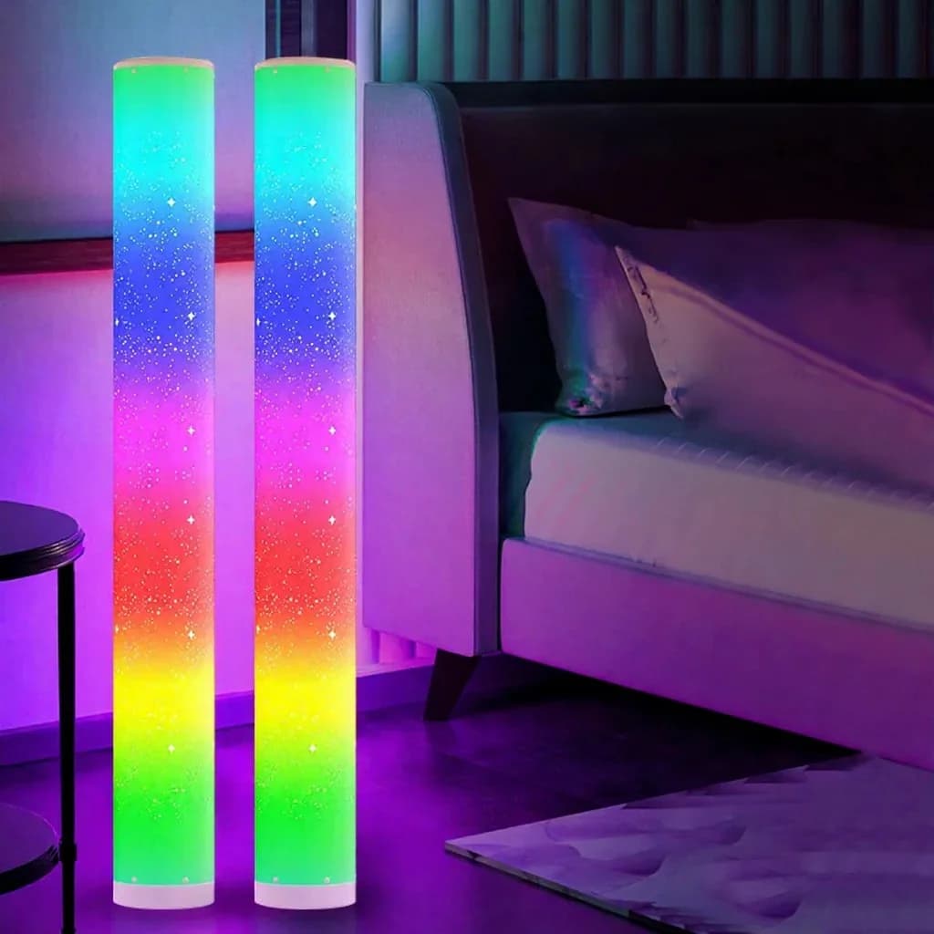 โคมไฟตั้งพื้น LED RGB ลายดาว พร้อมรีโมท