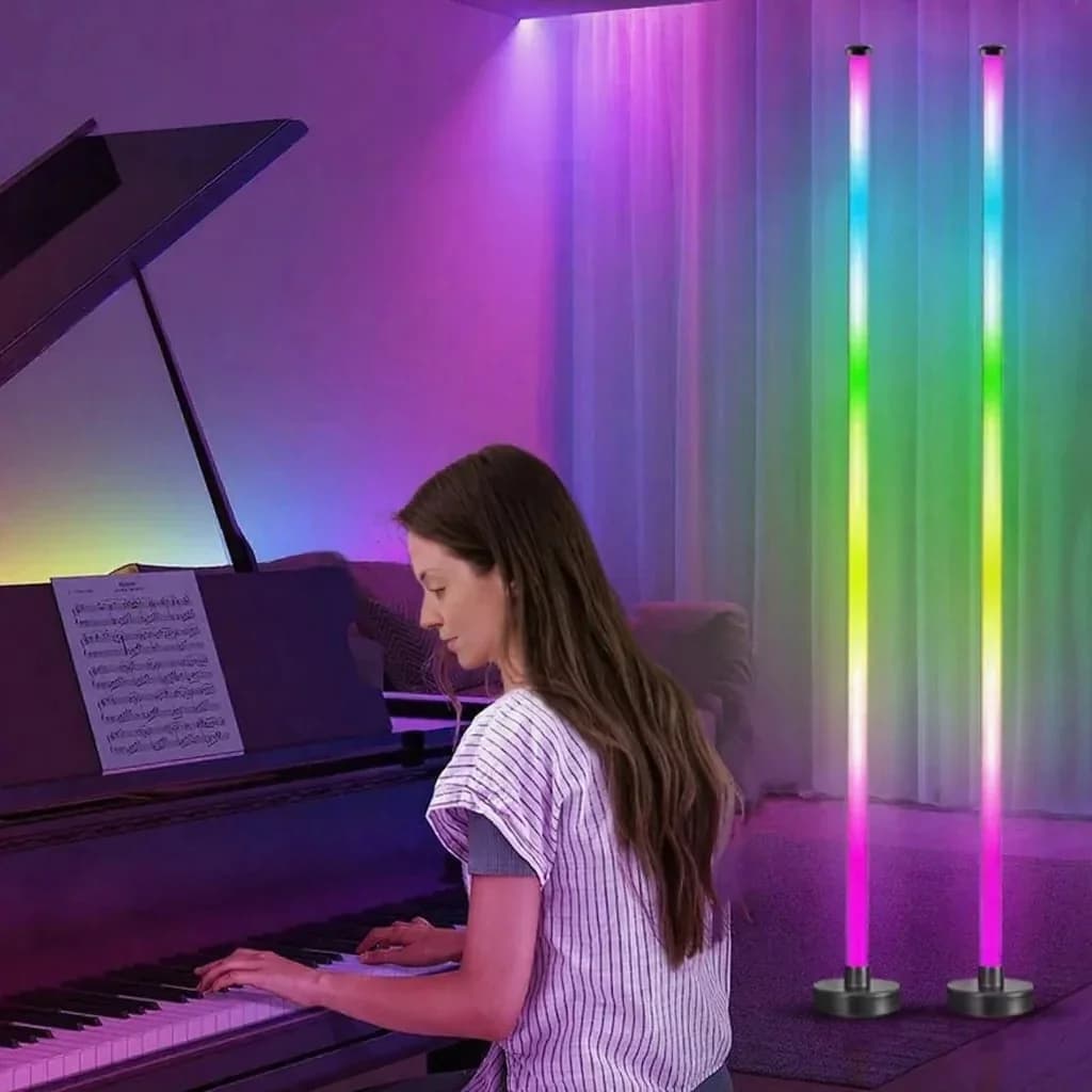 โคมไฟตั้งพื้น RGB ซิงค์เพลง แสงกระจาย 360° ควบคุมผ่านแอปสำหรับเกม