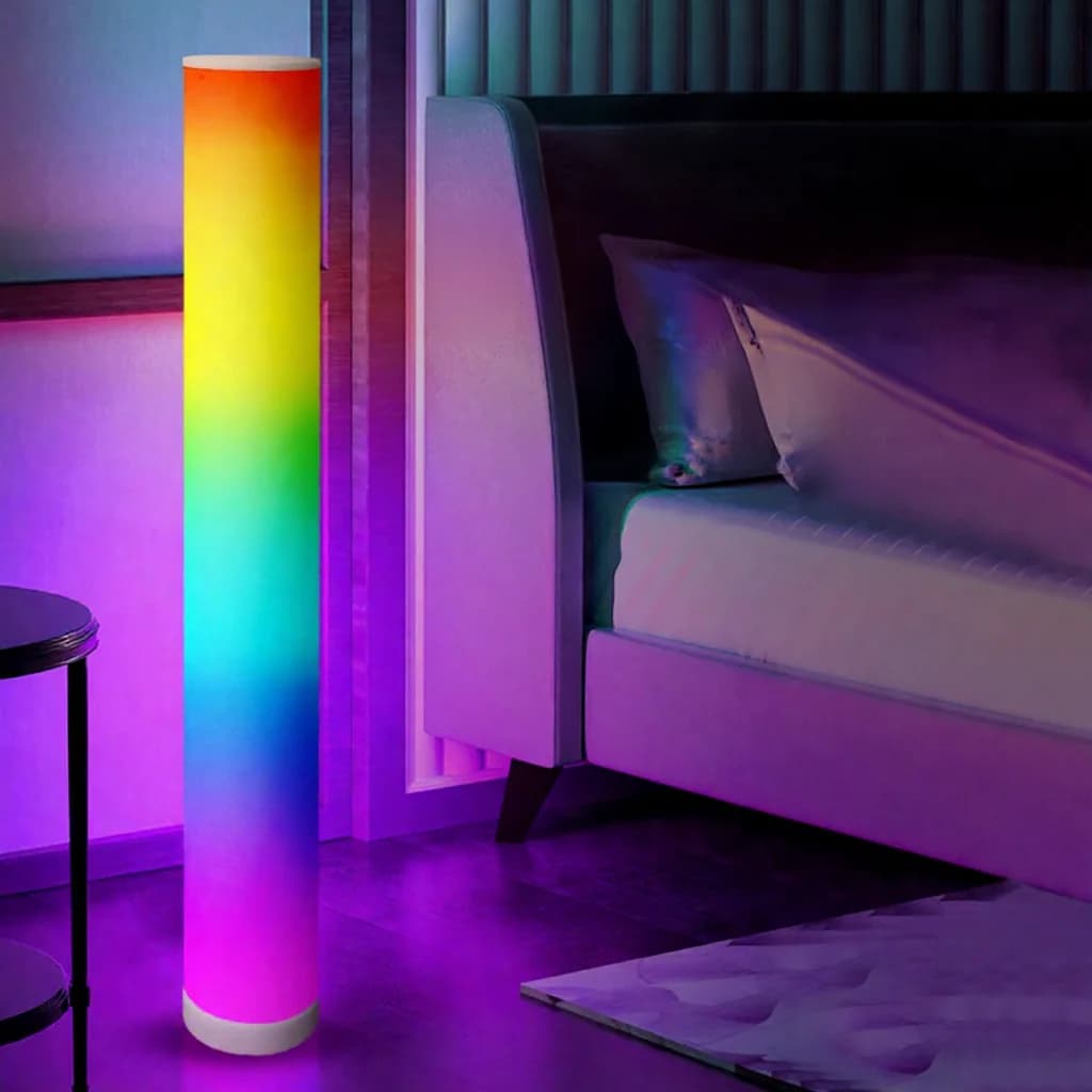 โคมไฟตั้งพื้นทรงกระบอก RGB พร้อมรีโมทซิงค์เพลง สำหรับตกแต่งบ้าน