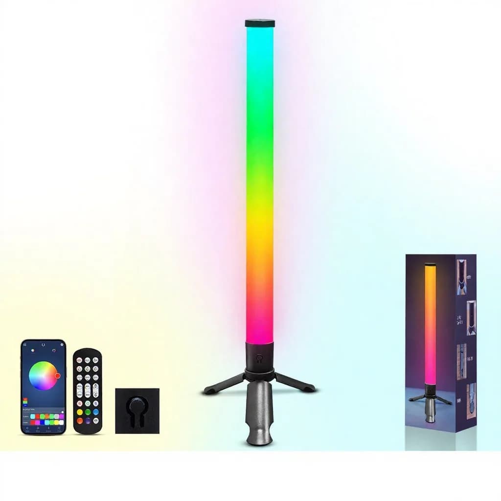 โคมไฟตั้งโต๊ะขาตั้งสามขา LED ซิงค์เพลงและเอฟเฟกต์ RGB