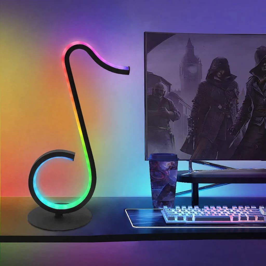 โคมไฟตั้งโต๊ะรูปโน้ตดนตรี RGB USB พร้อมรีโมท