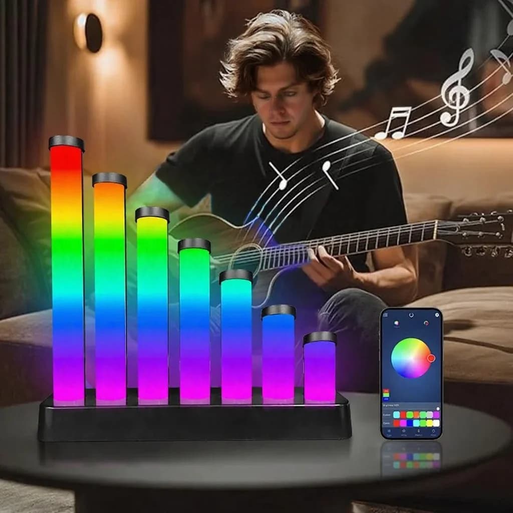 โคมไฟตั้งโต๊ะ LED RGB ตอบสนองเสียง ควบคุมผ่านแอป