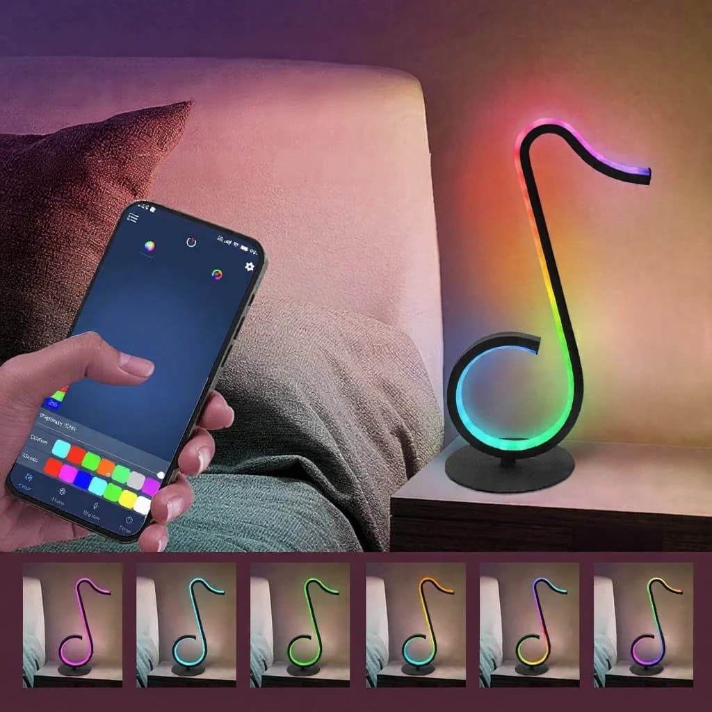 โคมไฟตั้งโต๊ะรูปโน้ตดนตรี RGB USB พร้อมรีโมท