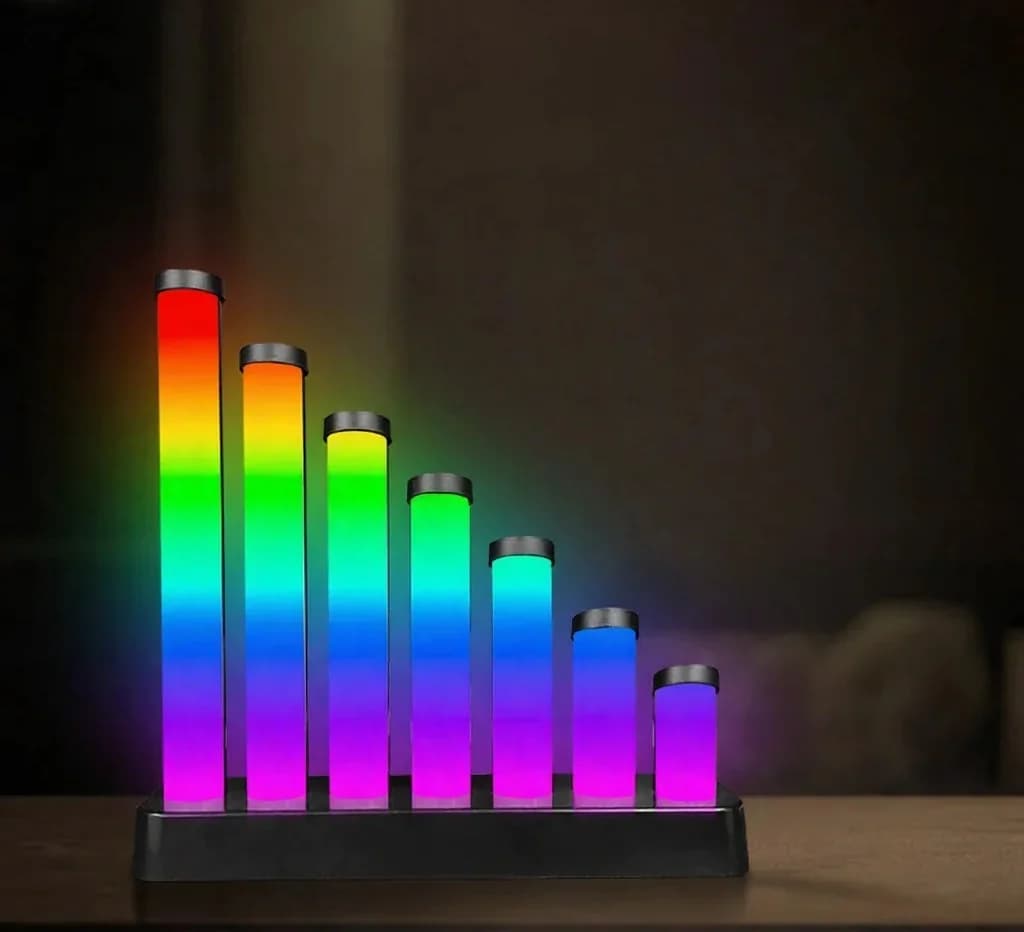 โคมไฟตั้งโต๊ะ LED RGB ตอบสนองเสียง ควบคุมผ่านแอป