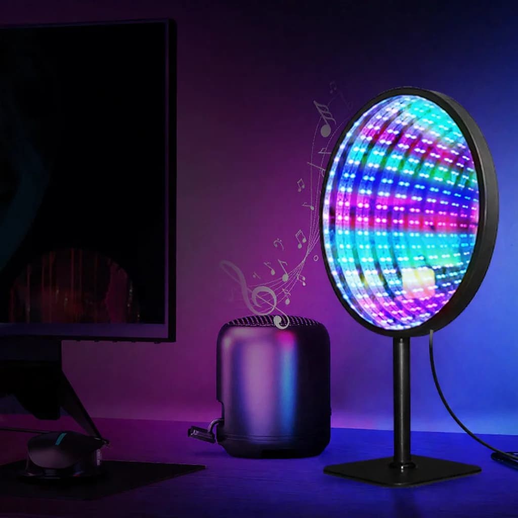 โคมไฟอะคริลิกทรงกลม กระจกอินฟินิตี้ 3D Abyss USB RGB