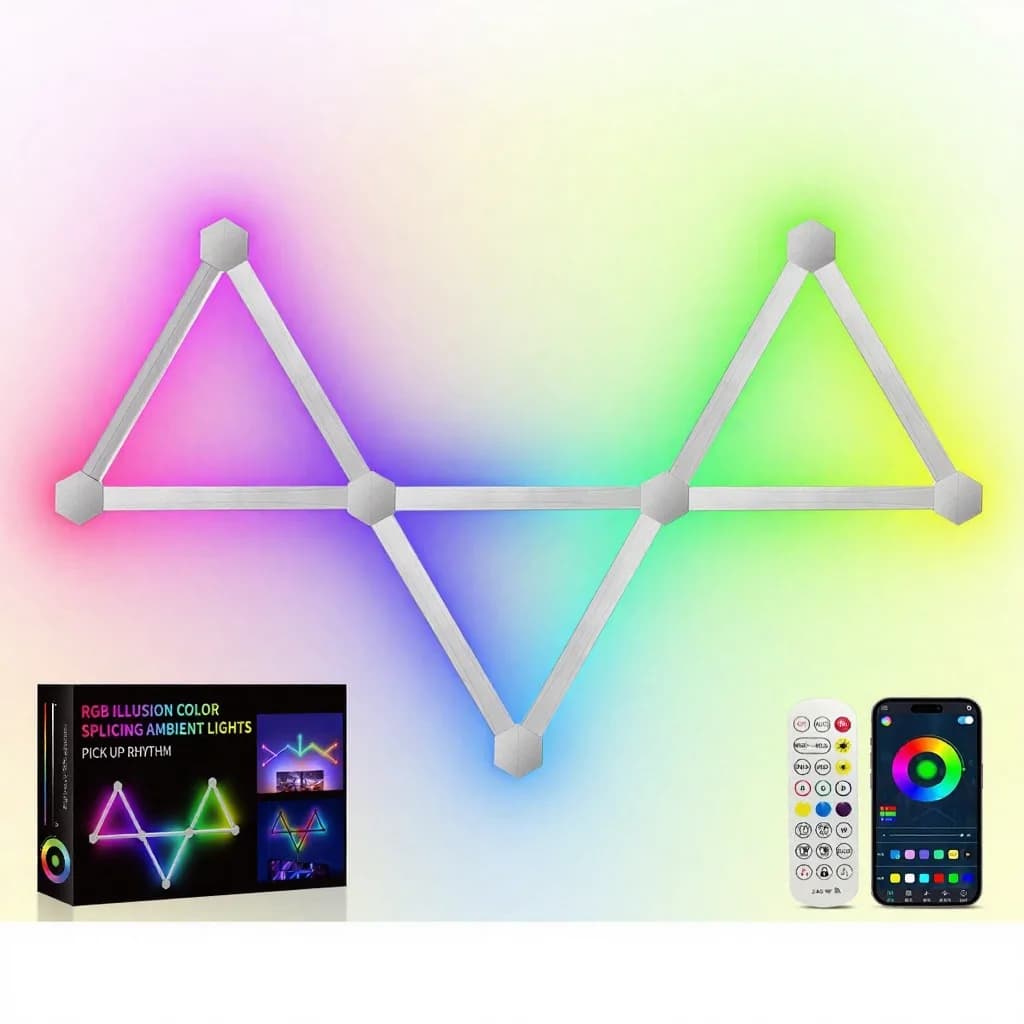 ไฟติดผนัง LED RGB แบบต่อกันได้ ควบคุมผ่านแอปและซิงค์เพลง
