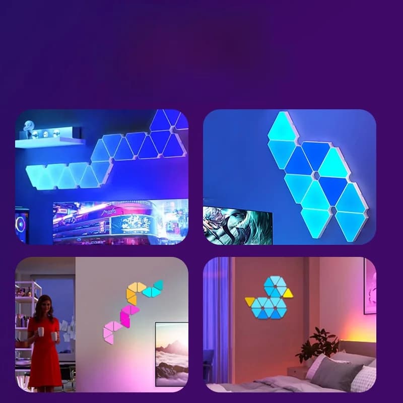 ชุดไฟติดผนัง LED ทรงสามเหลี่ยมอัจฉริยะ RGB สำหรับตกแต่งห้องเกม