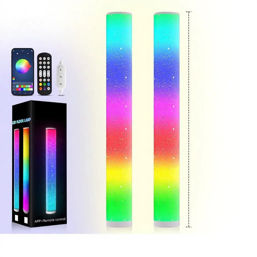 โคมไฟตั้งพื้น LED RGB ลายดาว พร้อมรีโมท