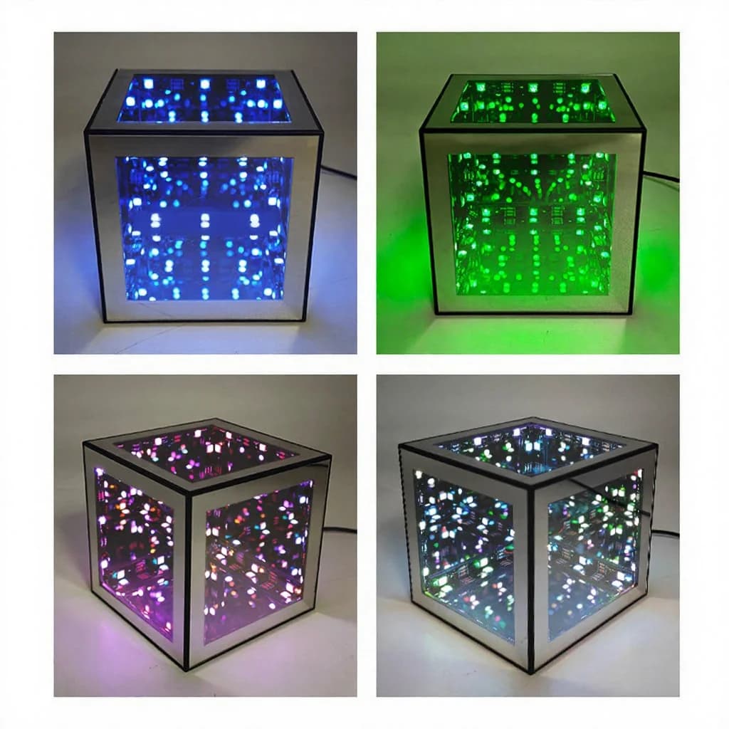 โคมไฟลูกบาศก์ 3D อินฟินิตี้ RGB โหมดตอบสนองเสียง