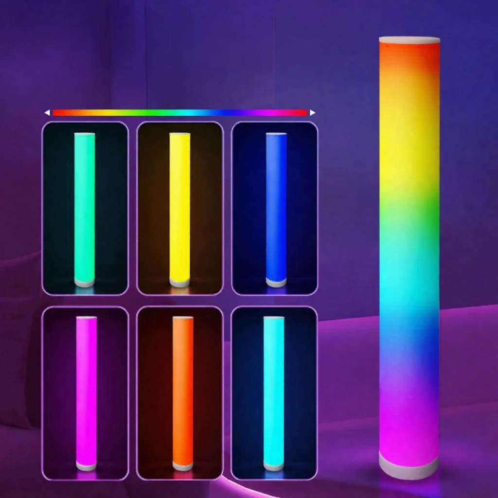 โคมไฟตั้งพื้นทรงกระบอก RGB พร้อมรีโมทซิงค์เพลง สำหรับตกแต่งบ้าน