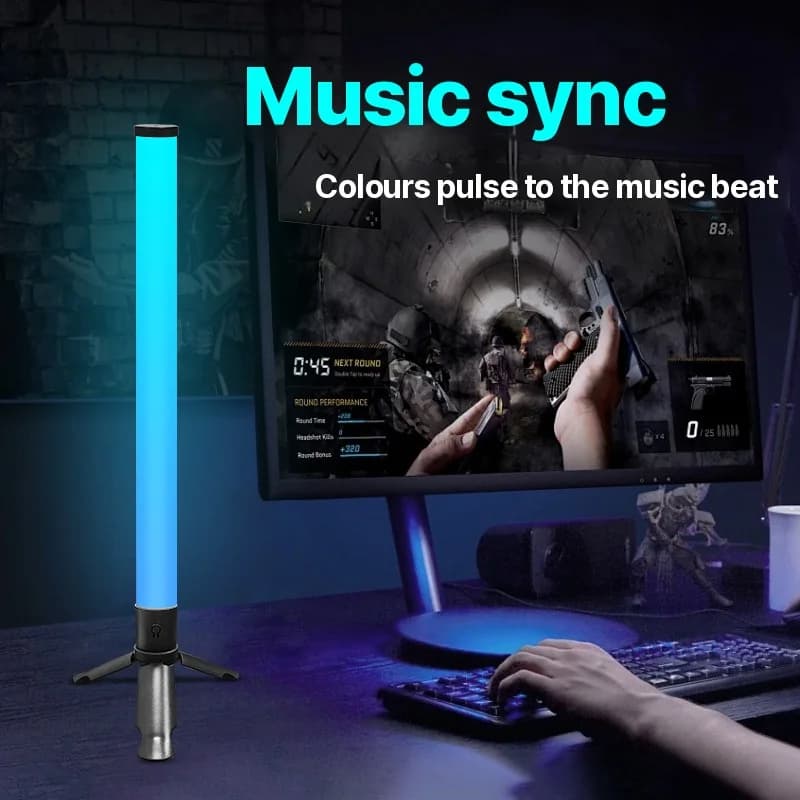 โคมไฟตั้งโต๊ะขาตั้งสามขา LED ซิงค์เพลงและเอฟเฟกต์ RGB
