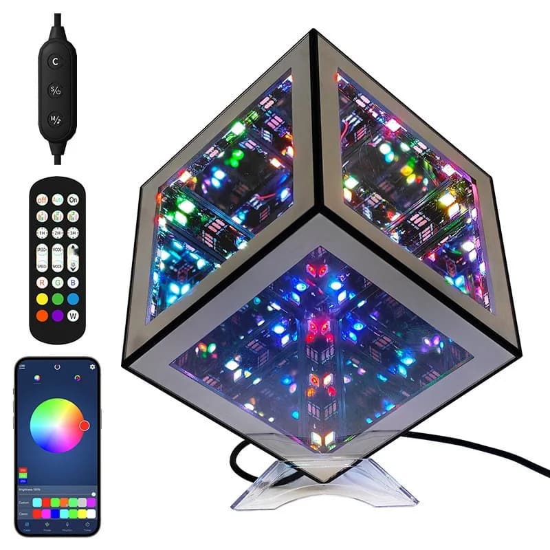 โคมไฟลูกบาศก์ 3D อินฟินิตี้ RGB โหมดตอบสนองเสียง