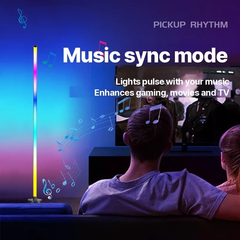 โคมไฟตั้งพื้นมุม RGB LED ซิงค์เพลง ควบคุมผ่านแอปและรีโมท