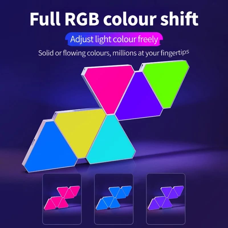 ชุดไฟติดผนัง LED ทรงสามเหลี่ยมอัจฉริยะ RGB สำหรับตกแต่งห้องเกม