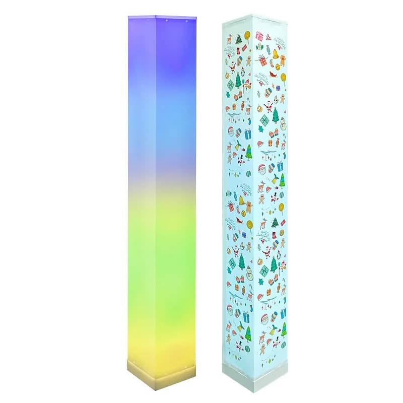 โคมไฟตั้งพื้นทรงสี่เหลี่ยม พร้อมรีโมทคอนโทรล ไฟ LED สร้างบรรยากาศสำหรับห้องนั่งเล่น
