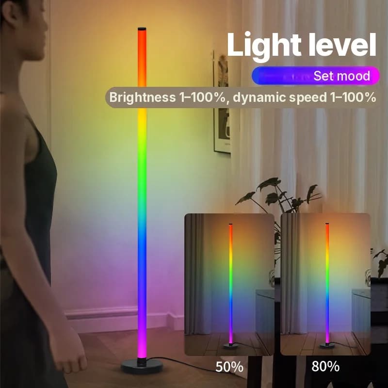 โคมไฟตั้งพื้น RGB แบบต่อกันได้ ซิงค์เพลงและควบคุมผ่านแอป