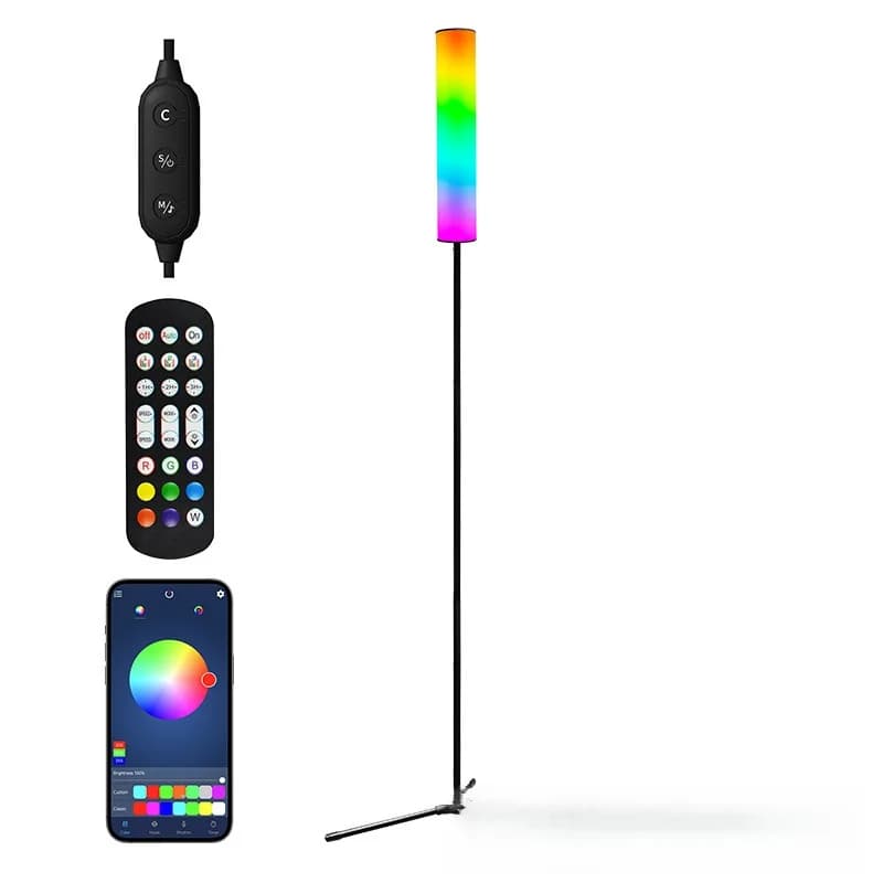 โคมไฟตั้งพื้นขาตั้งสามขา RGB LED พร้อมรีโมท สำหรับห้องนอนและห้องนั่งเล่น
