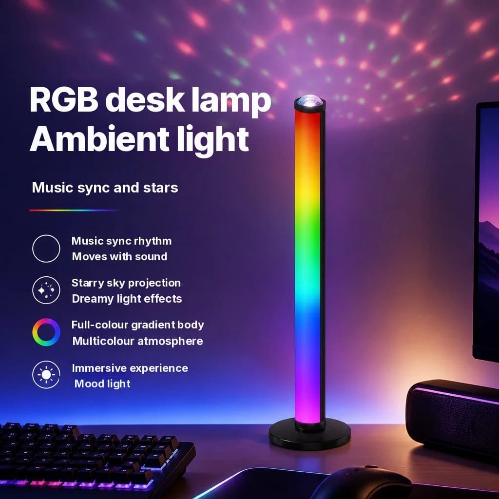 โคมไฟโปรเจคเตอร์บรรยากาศ RGB ซิงค์เพลง พร้อมรีโมทคอนโทรล