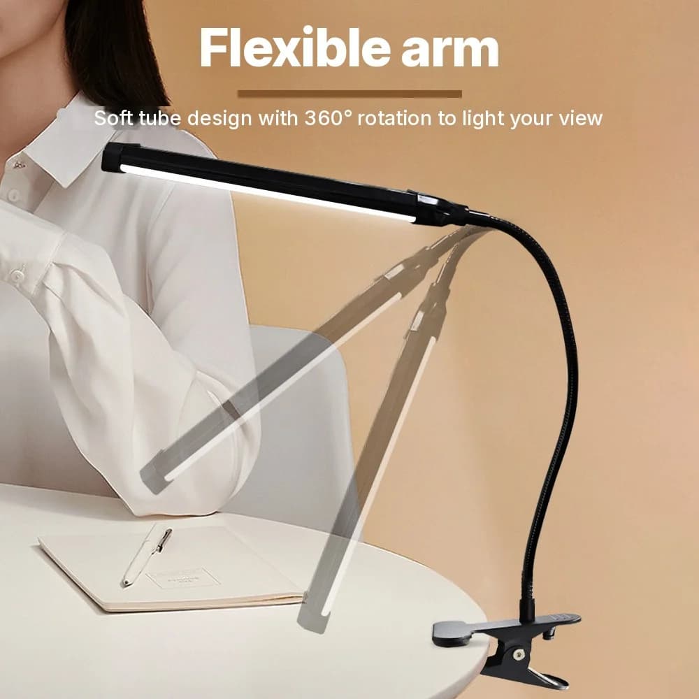 โคมไฟคลิปหนีบโต๊ะ LED USB สำหรับอ่านหนังสือและเรียน