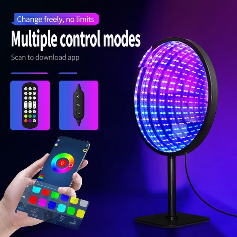 โคมไฟอะคริลิกทรงกลม กระจกอินฟินิตี้ 3D Abyss USB RGB